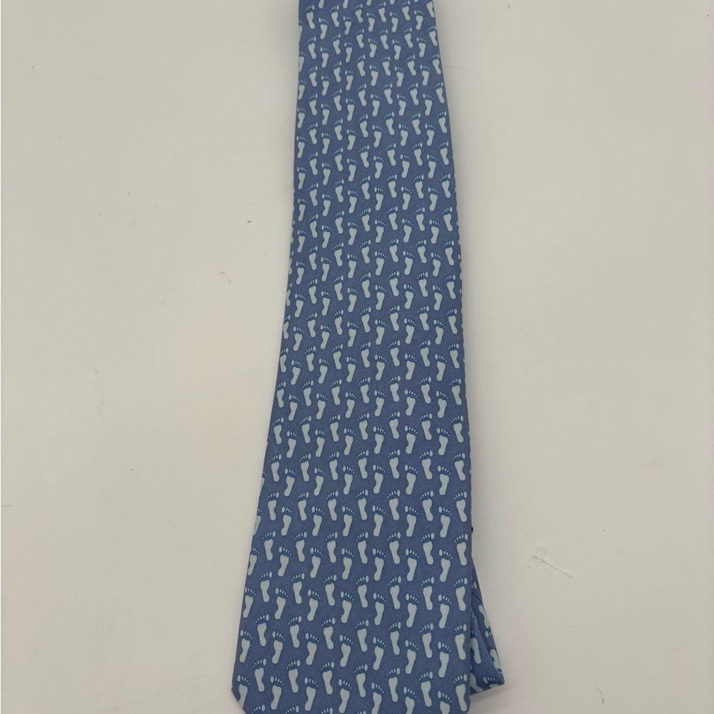 VINEYARD VINES SILK NECK TIE FOOTPRINTS LT BLUE NECKTIE MENS SHEP IAN MARTHA’S